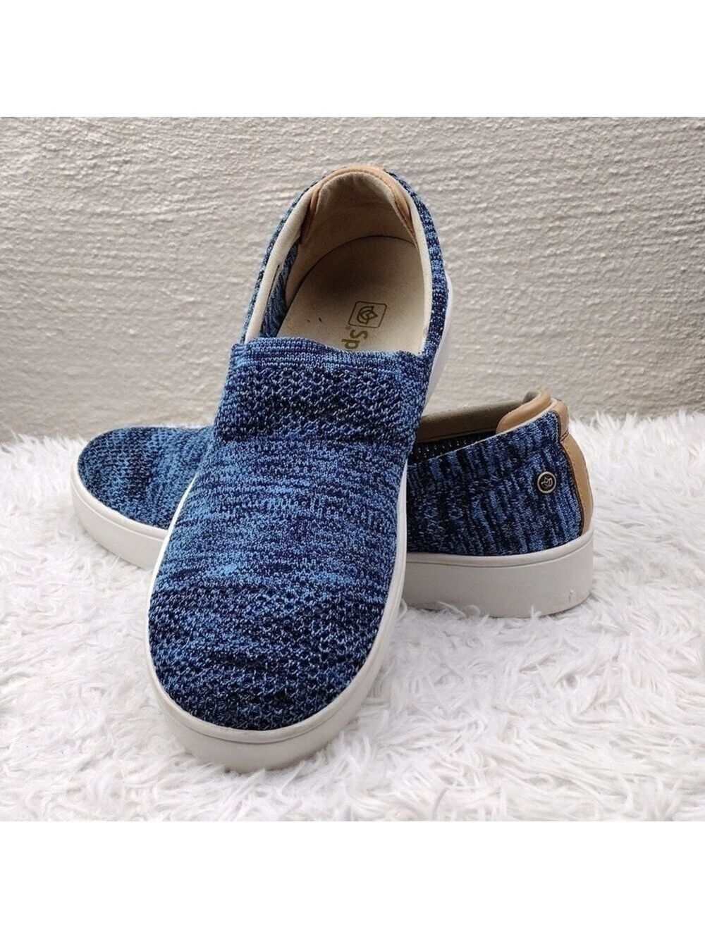 Spenco Coastal Patriot Blue Multicolored Space-Dye Stretch Mesh Slip On Shoes